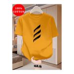 gencerco HARDAL SARI Unisex 3 Adet Yatay Çizgi Tasarım Basic Bisiklet Yaka Regular T-shirt