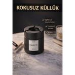 Genchome Homeware Kapaklı Kokusuz Küllük 425 ml | Cam Hazne, Koku Hapseden Sistem, Şık & Modern Sigara Küllüğü - Siyah