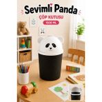 Genchome Homeware Sevimli Panda Çöp Kutusu 1500 ml – Çocuk Odası Masaüstü Mini Çöp Kovası Dekoratif Tasarım - 1,5 lt - Siyah - Beyaz