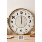 Genel 30 cm Duvar Saati, Gold Çerçeve, Beyaz Kadran, Ahşap Merkez, Silent Sweep Mekanizması, Salon ve Yatak Odası için
