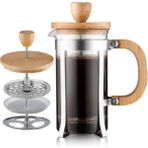 Genel Ahşap Detaylı Cam French Press - 1 Adet - 600 ml