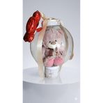 Genel Bebek Hediyesi Ayılı Balon Kutusu, Doğum Hediyesi, Peluş Ayıcık, Kırmızı Kalp Balon, Üniseks Bebek Partisi, Plastik, Beyaz