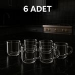 Genel Borosilikat Cam Şeffaf Espresso Kahve Fincanı 6’lı Set - Isıya Dayanıklı Modern Tasarım - Standart