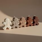 Genel Gingerbread Zencefilli Kurabiye Figürlü Dekoratif Mum, Beyaz-Bej-Kahverengi, 7x2x6 cm, 5 Adet