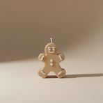 Genel Gingerbread Zencefilli Kurabiye Figürlü Dekoratif Yılbaşı Mumu, Beyaz Bej Kahve, 7x2x6 cm, Kokusuz, Modern