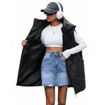 Genel Kadın Kapitone Yelek, Siyah, Kapşonlu Dik Yaka, Oversize, Polyester, Su Geçirmez, Fermuarlı S,M,L,XL