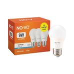 Genel LED Ampul Topak E27 9W 6500K 806LM 3 Lü Paket No-Vo - Beyaz