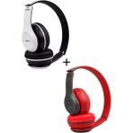 Genel Markalar Beyaz 2 Adet P47 Extra Bass Wireless Bluetooth Kulaklık 5.1 Edr Beyaz+ Kırmızı 5.0 1 Yıl
