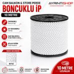 Genel Markalar Cam Balkon Plastik Boncuklu Ip Zincirleri Boncuk Çapı 4.5mm 10 Metre (Beyaz)