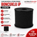 Genel Markalar Cam Balkon Plastik Boncuklu Ip Zincirleri Boncuk Çapı 4.5mm 10 Metre (Siyah)