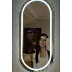 Genel Modern LED Ayna, Sensörlü, Cam, 77.7x61.5 cm, Elmas Şekilli, Duvar Montajlı, Ayarlanabilir Işıklı, Banyo ve Yatak Odası İçin Dekoratif