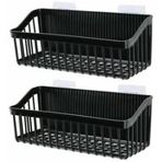 Genel Plastik Banyo Mutfak Organizeri, Siyah, Yapışkan Askılıklı, Duvara Monte, 7X10x26 Cm, 2'Li Set