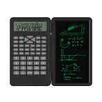 Genel Silinebilir Yazı Tahtalı Bilimsel Hesap Makinesi 240 Fonksiyonlu 2 Satır LCD Ekran Katlanabilir Finansal Matematik Hesap Makinesi Orta Lise Üniversite Öğrencileri için Okul Malzemeleri Siyah