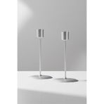 Genel Silver Metal Şamdan 2'li Set, Paslanmaz Çelik, 21,5x9,9 cm, Modern Tasarım, Gümüş Renk