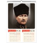 Genel Tedarik 2026 Mustafa Kemal Atatürk A3 Poster Duvar Takvimi-Spiralli ve Askılı-6 Sayfa