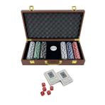 Genel Tedarik Deri Çantalı Poker Seti 300 Parça Chip ve 2 İskambil Kağıdı Destesi