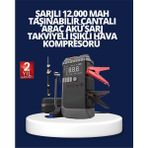 Genel Tedarik Şarjlı 12000 Mah Araç Akü Takviye ve Hava Kompresörü 4’ü 1 Arada - EMTHBA1873-4932