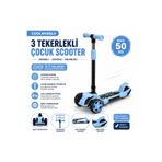 genel tr Luna Elite 3 Tekerlekli Katlanabilir Led Işıklı Scooter Mavi