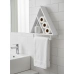 Genel Üçgen Ahşap Banyo Duvar Rafı ve Havluluk, Beyaz, 50x50x10 cm, Duvara Monte