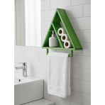 Genel Üçgen Ahşap Banyo Duvar Rafı ve Havluluk, Yeşil, Modern Tasarım, Duvara Monte