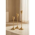 Genel Vintage Metal Şamdan 3'lü Set, Altın Renk, Paslanmaz Çelik, Çizilmeye Dayanıklı, Dekoratif Mumluk, Minimalist Tema