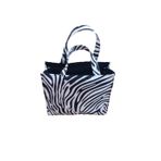 Genel Zebra Desenli Bez Çanta, Duck Kumaş, Astarlı İç Cepli, El Kol Omuz Askılı, Günlük Alışveriş Tatil, 30x35 cm
