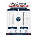 GenelTedarik 50Lİ VİDA DUBEL SETİ 4x40 8mm