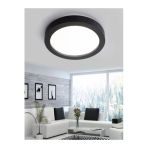 Geneltedarik Led Tavan Wc Kiler Ofis Lambası 24 W Yuvarlak Armatür Sıva Üstü Siyah Kasa Sarı Işık 2700 K 220 V