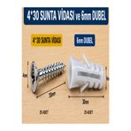 GenelTedarik VİDA DUBEL SETİ 6mm dubel 4x30 vida