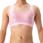 GENEMEN Parlak Erkek Crop Top Spor Sütyen Y Sırt Antrenman Atlet Atlet Kolsuz Yelek Seksi Şeffaf Tişört, açık gül rengi, L