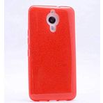 General Mobile GM 5 Plus ile Uyumlu Silikon Parlak Simli İnce Kılıf, Kırmızı
