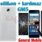 General Mobile Gm5 4G (5İnc) Seffaf Silikon Kilif + Kirilmaz Cam