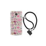 General Mobile Gm5 Plus ile Uyumlu Kılıf Desenli Silikon Boyun Askılı Donut Flamingo 1415