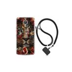 General Mobile Gm5 Plus ile Uyumlu Kılıf Desenli Silikon Boyun Askılı Flowers Baby Tiger 1336