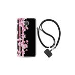 General Mobile Gm5 Plus ile Uyumlu Kılıf Desenli Silikon Boyun Askılı Pink Flowers 3 1393