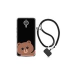 General Mobile Gm5 Plus ile Uyumlu Kılıf Resimli Desenli Silikon Boyun Askılı Hello Bear 1905