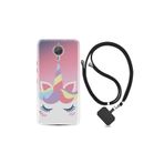 General Mobile Gm5 Plus ile Uyumlu Kılıf Silikon Desen Boyun Askılı Sweety Unicorn 1737