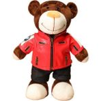 Generally1 Klasik Motosiklet Ayı Peluş Bebek Teddy Bear Peluş Oyuncak (Yurt Dışından) - Beyaz - Kırmızı