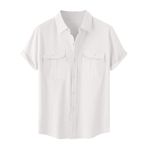 Generic A-A33 Beyaz Kaplumbağa Boyun Keten Tops Tee Kısa Kollu Victoria Hırka Kış Sonbahar Gömlek Tarz 2025 Erkek T-shirt