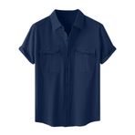 Generic A-A33 Lacivert Kaplumbağa Boyun Keten Tops Tee Kısa Kollu Victoria Hırka Kış Sonbahar Gömlek Tarz 2025 Erkek T-shirt