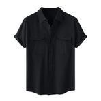 Generic A-A33 Siyah Kaplumbağa Boyun Keten Tops Tee Kısa Kollu Victoria Hırka Kış Sonbahar Gömlek Tarz 2025 Erkek T-shirt