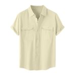 Generic A-A62 Bej Kaplumbağa Boyun Keten Tops Tee Kısa Kollu Victoria Hırka Kış Sonbahar Gömlek Tarz 2025 Erkek T-shirt