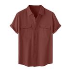 Generic A-A62 Bordo Kaplumbağa Boyun Keten Tops Tee Kısa Kollu Victoria Hırka Kış Sonbahar Gömlek Tarz 2025 Erkek T-shirt