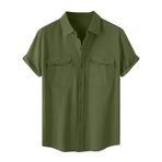 Generic A-A62 Kireç Yeşili Kaplumbağa Boyun Keten Tops Tee Kısa Kollu Victoria Hırka Kış Sonbahar Gömlek Tarz 2025 Erkek T-shirt