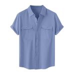 Generic A-A62 Kraliyet Mavisi Kaplumbağa Boyun Keten Tops Tee Kısa Kollu Victoria Hırka Kış Sonbahar Gömlek Tarz 2025 Erkek T-shirt