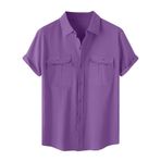 Generic A-A62 Mor Kaplumbağa Boyun Keten Tops Tee Kısa Kollu Victoria Hırka Kış Sonbahar Gömlek Tarz 2025 Erkek T-shirt