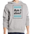 Generic Am I Slim Slimming Stripes Question Üniseks Pamuk Karışımı Kapüşonlu Gri Sweatshirt