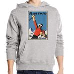 Generic Avusturya Kar ve Kayak Retro Seyahat Posteri Kapüşonlu Gri Sweatshirt