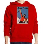 Generic Avusturya Kar ve Kayak Retro Seyahat Posteri Kapüşonlu Kırmızı Sweatshirt