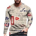 Generic B-724 Bej Uzun Kollu Tee Tops Tekne Boyun 3D Dijital Baskı Camo Yaz Sonbahar Gömlek Spor Tarz 2025 Erkek T-shirt